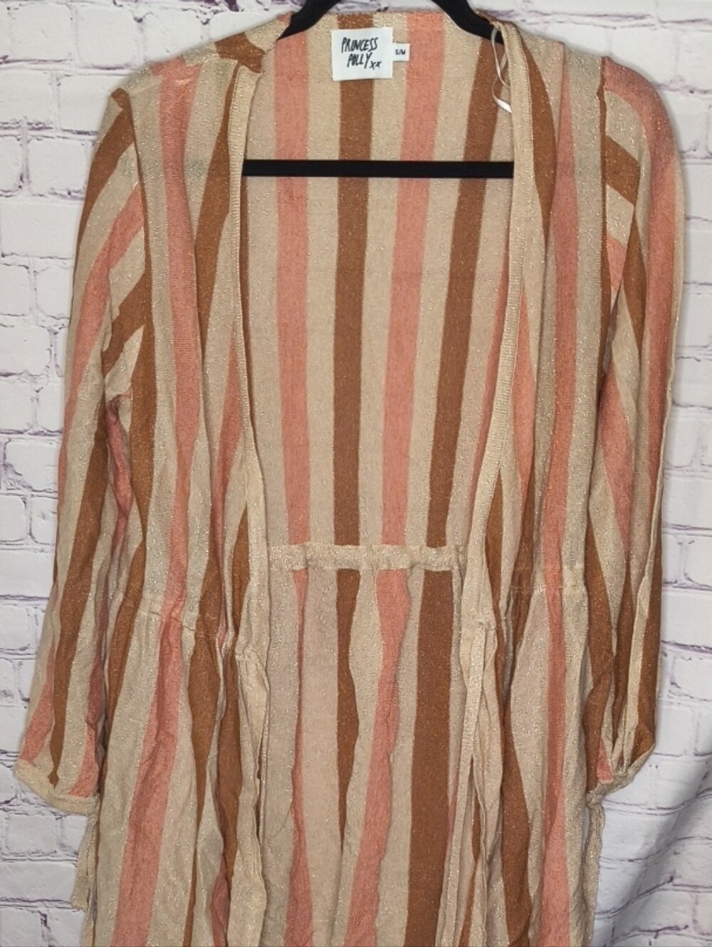 Princess Polly Strip Sheer Cardigan - Tightening Waist And Wrists Size S/M AE